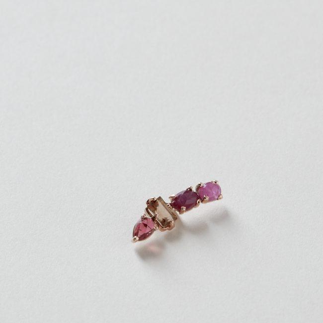 Ruby and 3 Pink Tourmaline Ear Jacket 14K Rose Gold