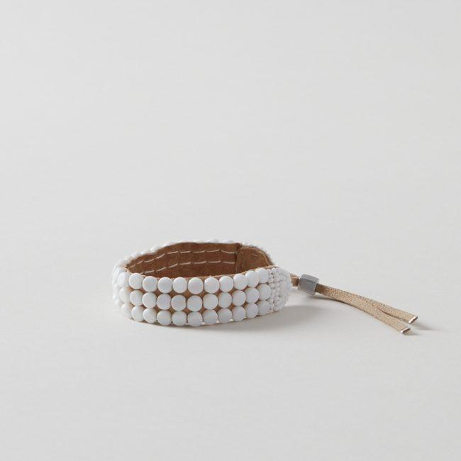 Sidai Designs Adjustable Round Beaded Leather Bracelet