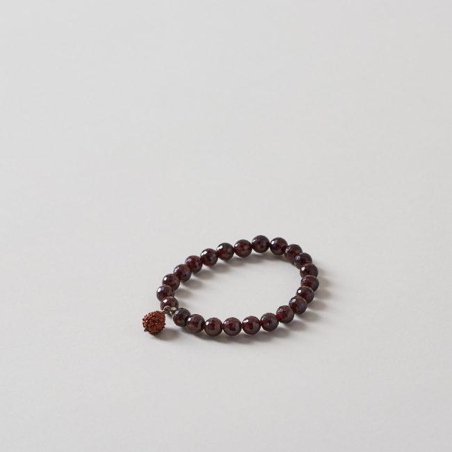 The Health Bracelet - Garnet with Single Rudraksha