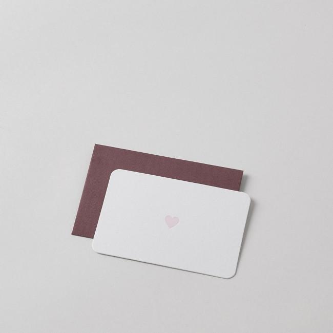 Mini Letterpress Pink Heart Card with Handprinted Letterpress Envelope