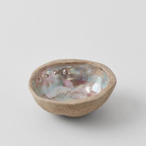 Abalone lined ceramic smudge shell