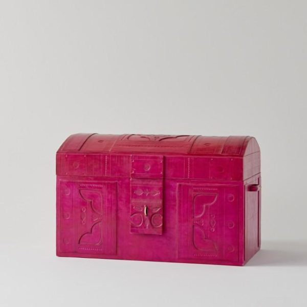 Handmade Leather Hot Pink Trunk
