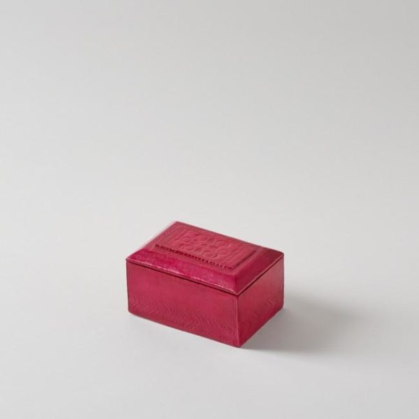 Handmade Leather Hot Pink Rectangular Box