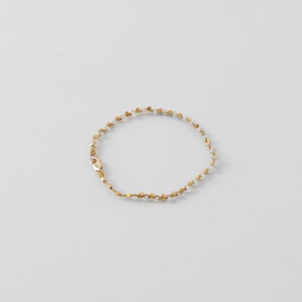 Moonstone & Gold Bead Duet Weave Bracelet